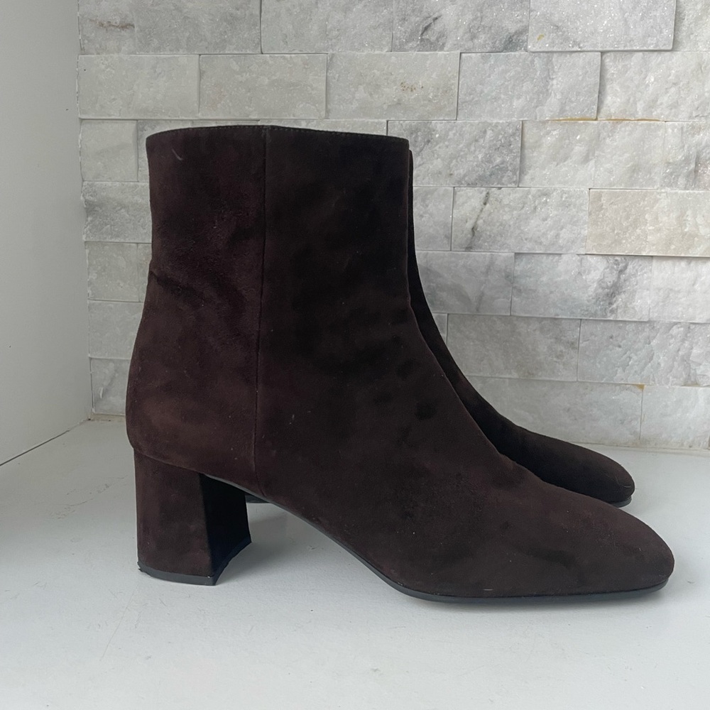 Prada Espresso Suede Ankle Booties